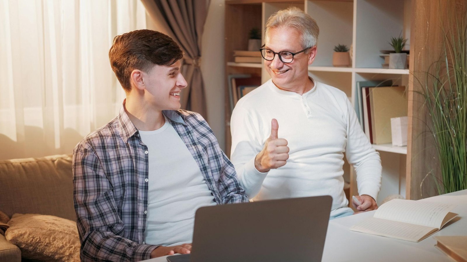 Parent encouraging their child after a practice SAT test.